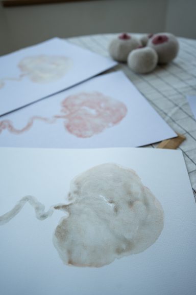 PLAZENTA, PLAZENTAKUNST, AMNIONMOND, PLAZENTAABDRUCK, AQUARELL, AQUARELLMALEREI, PLAZENTAMALEREI